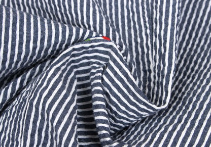 Papas Flag Embroidered Seersucker Stripe Jacket Blue Size S