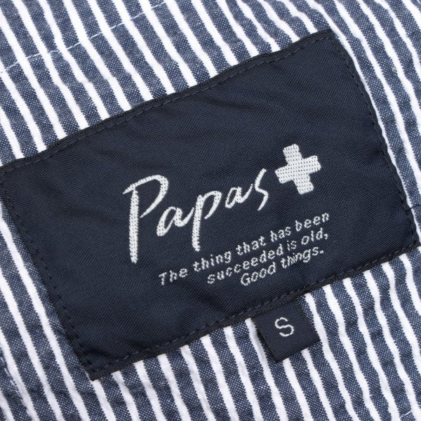 Papas Flag Embroidered Seersucker Stripe Jacket Blue Size S