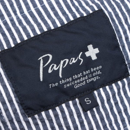 Papas Flag Embroidered Seersucker Stripe Jacket Blue Size S
