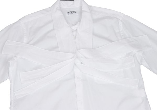 S'YTE White Triple Ribbon Long Sleeve Shirt Cotton Size 3