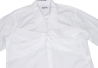 S'YTE White Triple Ribbon Long Sleeve Shirt Cotton Size 3
