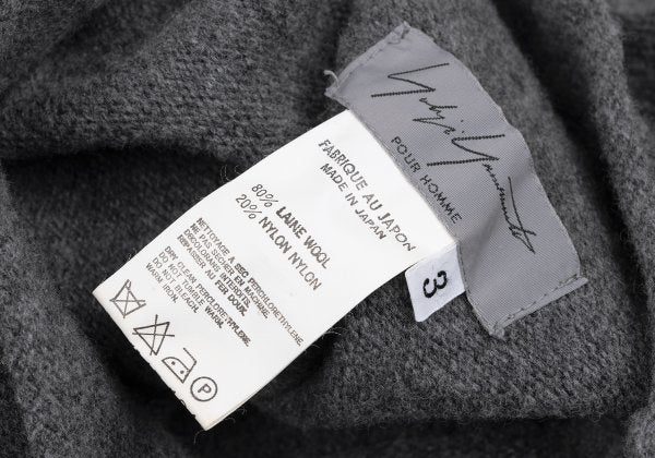 Yohji Yamamoto POUR HOMME Wool Blend Sweater Gray Size 3