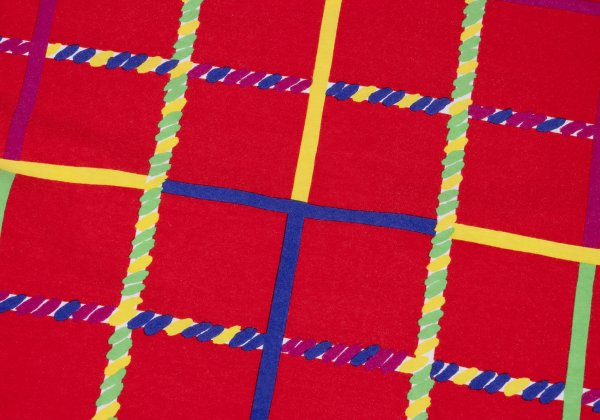 GIANNI VERSACE Colorful Lattice Print T-Shirt Red Size M