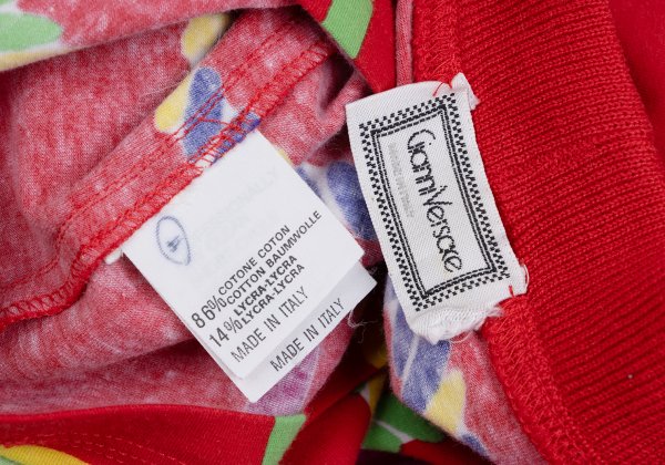 GIANNI VERSACE Colorful Lattice Print T-Shirt Red Size M