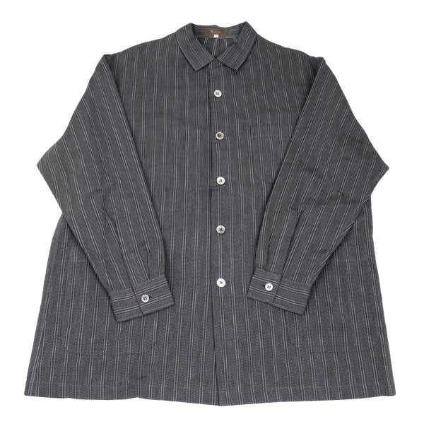 Y's for men 99SS Stripe Patch Pocket Open Shirt Gray Size M