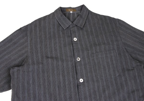 Y's for men 99SS Stripe Patch Pocket Open Shirt Gray Size M