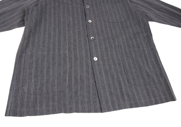 Y's for men 99SS Stripe Patch Pocket Open Shirt Gray Size M