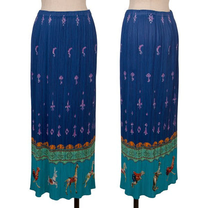 PLEATS PLEASE Fairytale Print Pleated Midi Skirt Blue Size 4