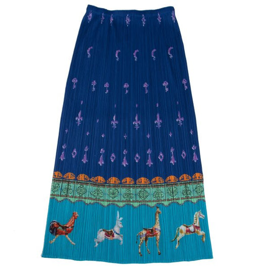 PLEATS PLEASE Fairytale Print Pleated Midi Skirt Blue Size 4