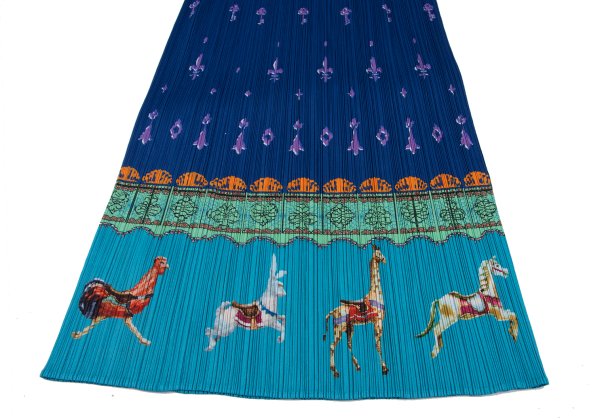 PLEATS PLEASE Fairytale Print Pleated Midi Skirt Blue Size 4