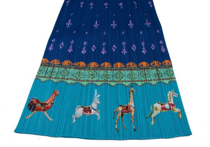 PLEATS PLEASE Fairytale Print Pleated Midi Skirt Blue Size 4