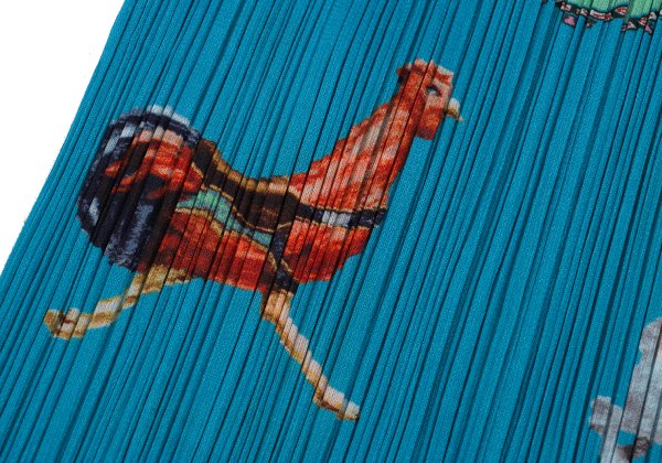 PLEATS PLEASE Fairytale Print Pleated Midi Skirt Blue Size 4