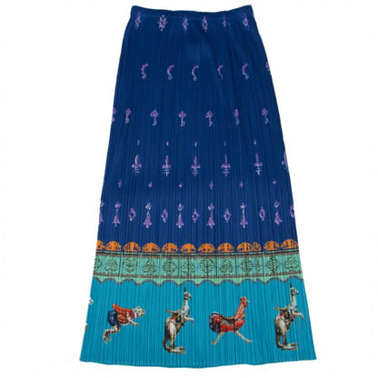 PLEATS PLEASE Fairytale Print Pleated Midi Skirt Blue Size 4