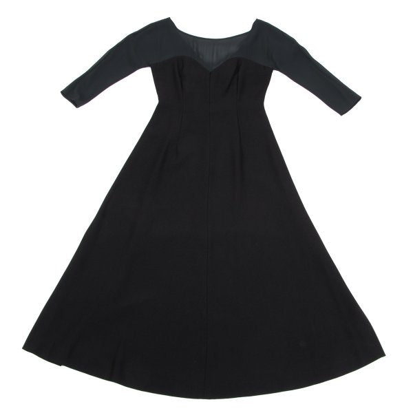 Sybilla Sheer Top Panel Midi Dress Black Size 40
