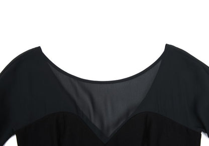 Sybilla Sheer Top Panel Midi Dress Black Size 40