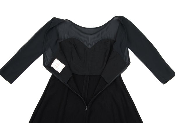 Sybilla Sheer Top Panel Midi Dress Black Size 40