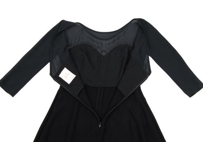 Sybilla Sheer Top Panel Midi Dress Black Size 40