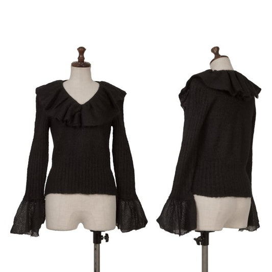 Sybilla Mohair Blend Frill Knit Sweater Black Size M