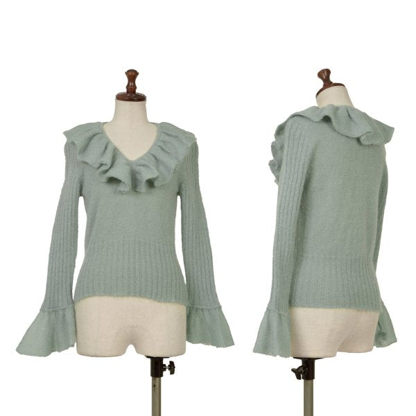 Sybilla Light Blue Mohair Blend Ruffle Knit Sweater Size M