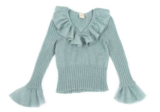 Sybilla Light Blue Mohair Blend Ruffle Knit Sweater Size M