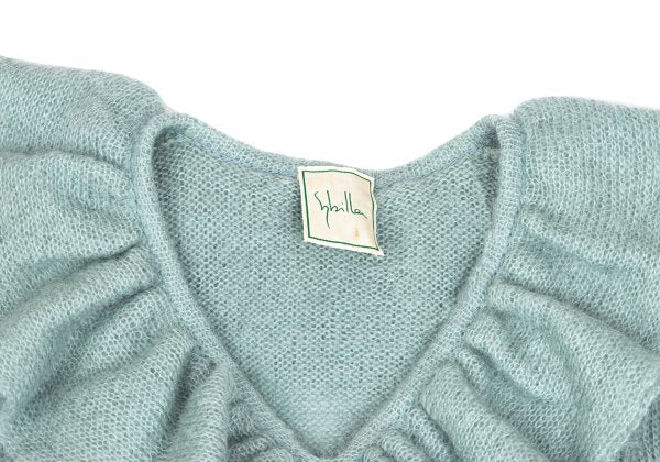 Sybilla Light Blue Mohair Blend Ruffle Knit Sweater Size M