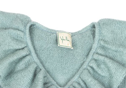 Sybilla Light Blue Mohair Blend Ruffle Knit Sweater Size M