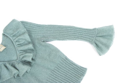 Sybilla Light Blue Mohair Blend Ruffle Knit Sweater Size M