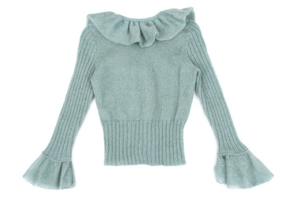 Sybilla Light Blue Mohair Blend Ruffle Knit Sweater Size M