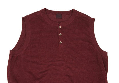 Papas Bordeaux Linen Henley Knit Vest Size 50L