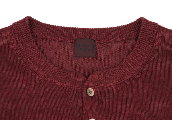 Papas Bordeaux Linen Henley Knit Vest Size 50L
