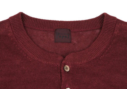 Papas Bordeaux Linen Henley Knit Vest Size 50L