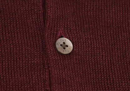Papas Bordeaux Linen Henley Knit Vest Size 50L