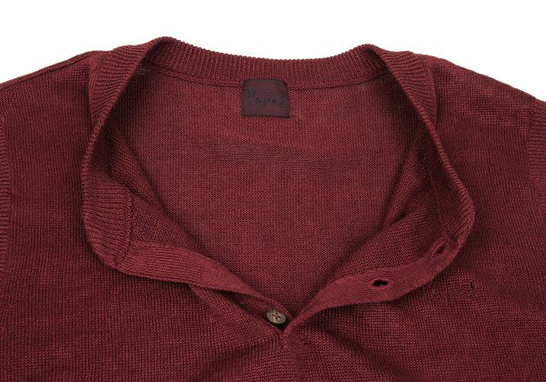 Papas Bordeaux Linen Henley Knit Vest Size 50L