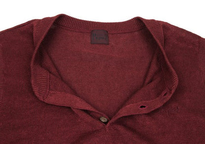 Papas Bordeaux Linen Henley Knit Vest Size 50L