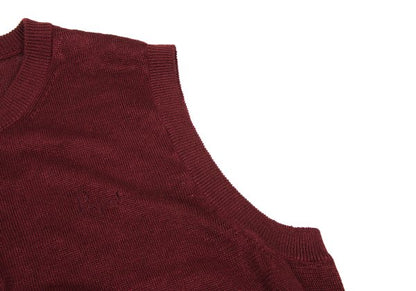 Papas Bordeaux Linen Henley Knit Vest Size 50L