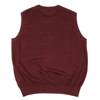 Papas Bordeaux Linen Henley Knit Vest Size 50L