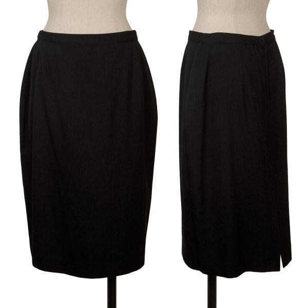agnes b. Wool Gabardine A-Line Midi Skirt Black Size 40