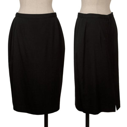 agnes b. Wool Gabardine A-Line Midi Skirt Black Size 40