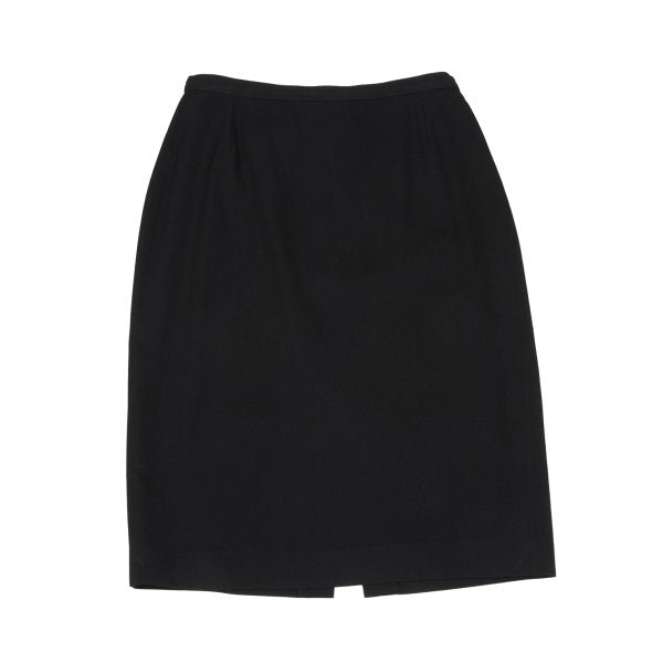 agnes b. Wool Gabardine A-Line Midi Skirt Black Size 40