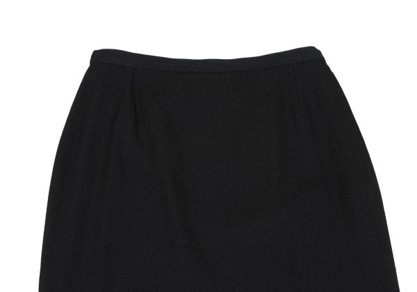 agnes b. Wool Gabardine A-Line Midi Skirt Black Size 40