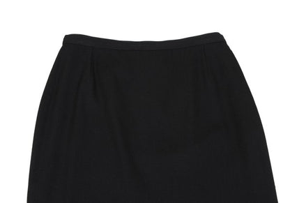 agnes b. Wool Gabardine A-Line Midi Skirt Black Size 40