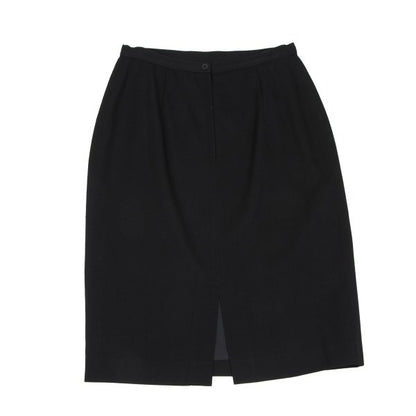 agnes b. Wool Gabardine A-Line Midi Skirt Black Size 40