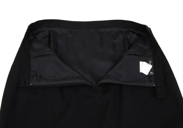 agnes b. Wool Gabardine A-Line Midi Skirt Black Size 40