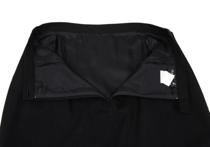 agnes b. Wool Gabardine A-Line Midi Skirt Black Size 40
