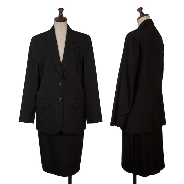 agnes b. Wool Gabardine A-Line Midi Skirt Black Size 40