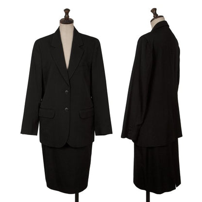 agnes b. Wool Gabardine A-Line Midi Skirt Black Size 40