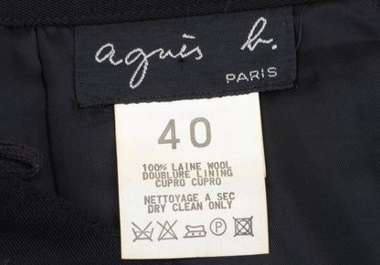agnes b. Wool Gabardine A-Line Midi Skirt Black Size 40