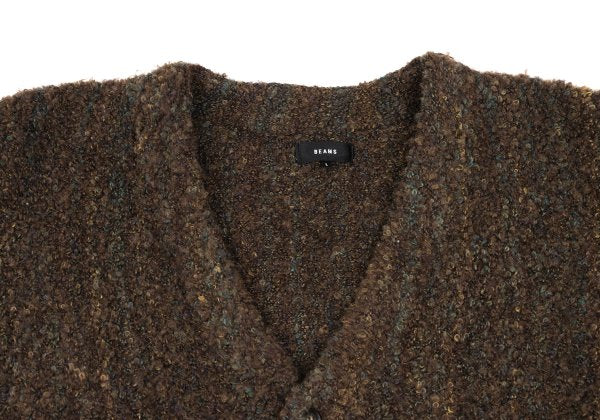 BEAMS Boucle Stripe Knit Cardigan Brown Multi Size L