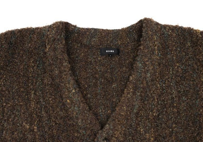 BEAMS Boucle Stripe Knit Cardigan Brown Multi Size L