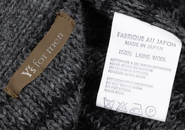 Y's for men Wool Melange Knit Cardigan Grey/Black Size L